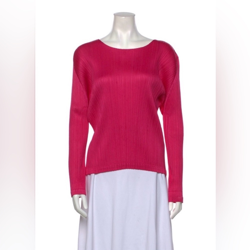 Issey Miyake Pleats Please Bateau Neck Longsleeve Top
